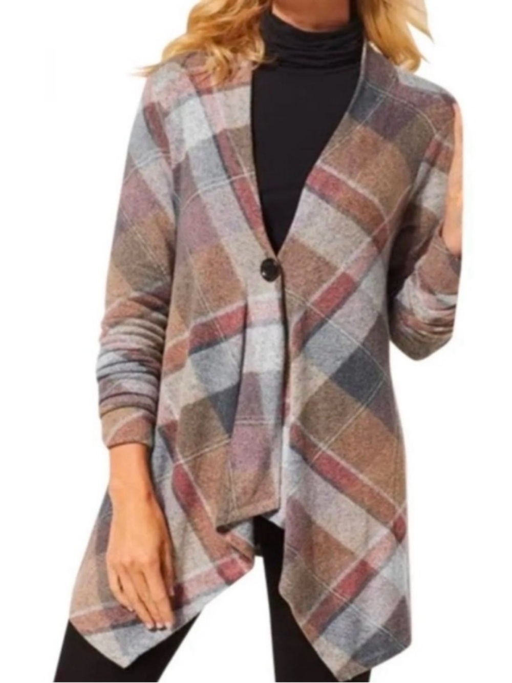Soft Surroundings Bonnie Plaid Topper XL Cardigan. Light Academia Cottagecore. - Picture 3 of 12